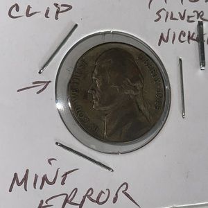 2 Error Nickels from my personal collection. 1945P w/ clip, 1954 S/S. Silver!